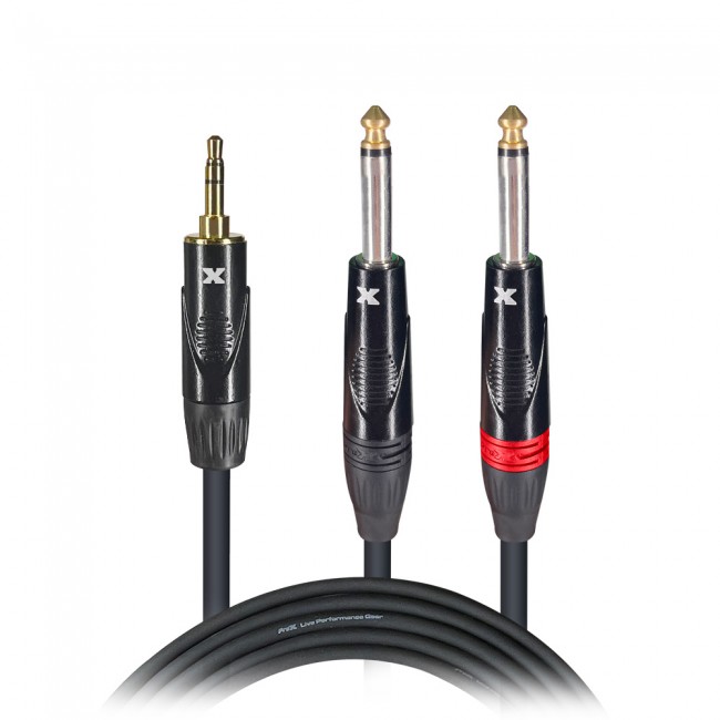 5 Ft. Unbalanced 3.5mm. Mini-TRS to Dual TS-M High Performance Audio Y Cable