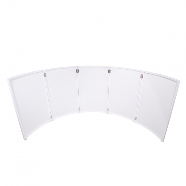 LUNA White Aluminum Curved 5 or 4 Panel DJ Facade Includes Carrying Bag Black White Scrims