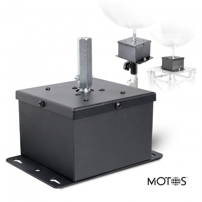 MOTOS Universal Upright Mirror Ball Oscillating 1RPM Motor – Mounts up to 30 Mirror Balls  Black Finish