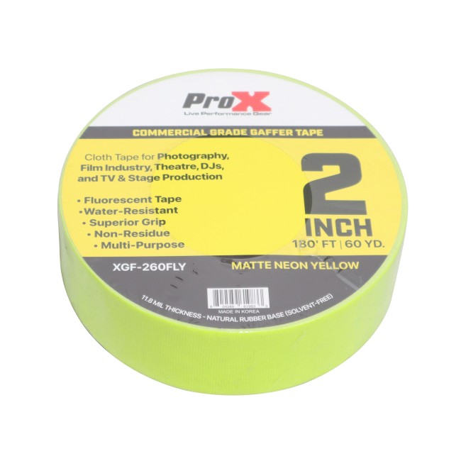 2 Inch 180FT 60YD Fluorescent Yellow Commercial Grade Gaffer Tape Pros Choice Non-Residue