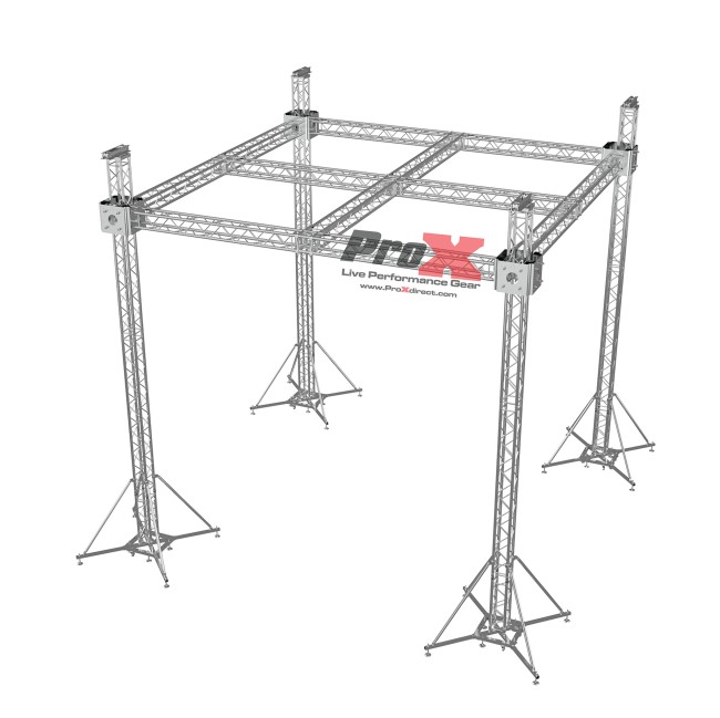 F34 Stage Roofing Truss System with Ground Support and Chain Hoists – 21 x 21 x 23 Ft F34 Center Cross