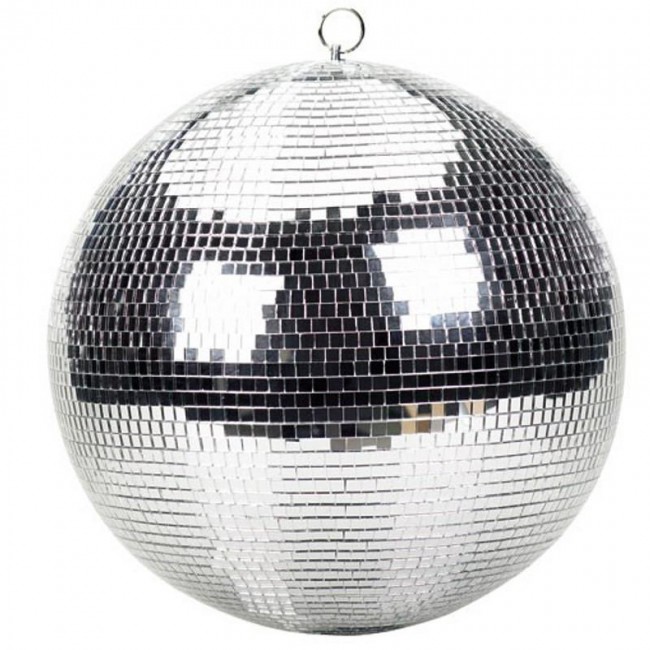 16 inch Mirror Disco Ball Bright Silver Reflective Indoor DJ Sphere with Hanging Ring for Lighting