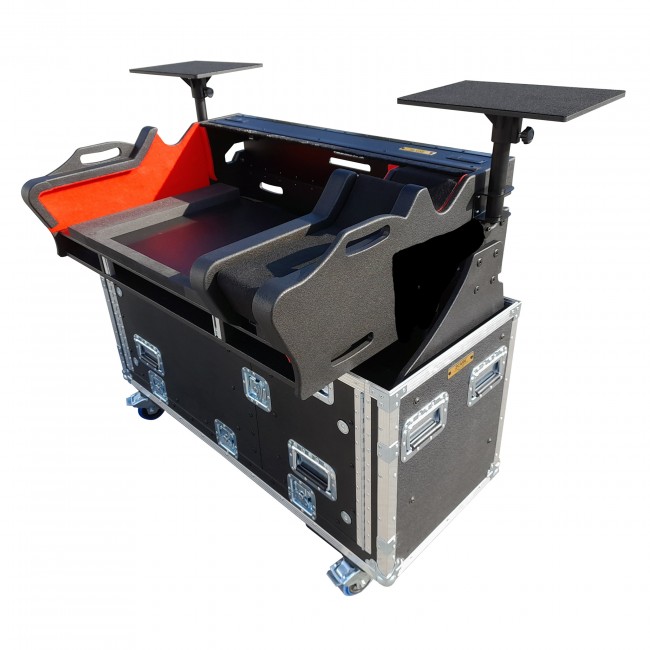 For Yamaha DM7-EX Flip-Ready Hydraulic Console Easy Retracting Lifting 1U Rack Space Flight Case with wheels by ZCASE