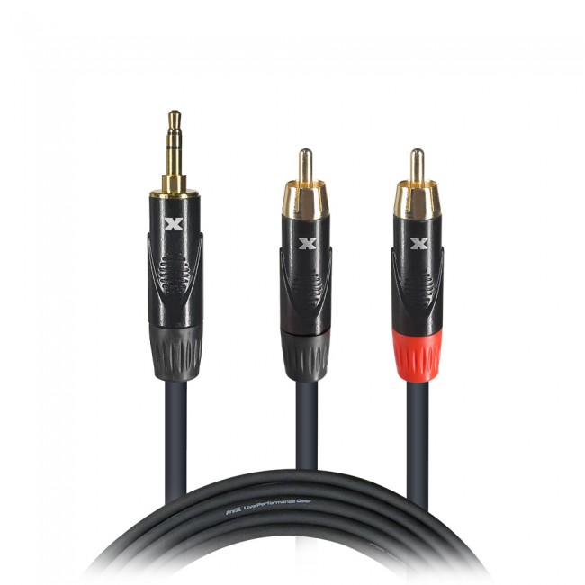 6' Ft High Performance 3.5mm 1/8” Mini TRS to Dual RCA-M Unbalanced Y-Cable 