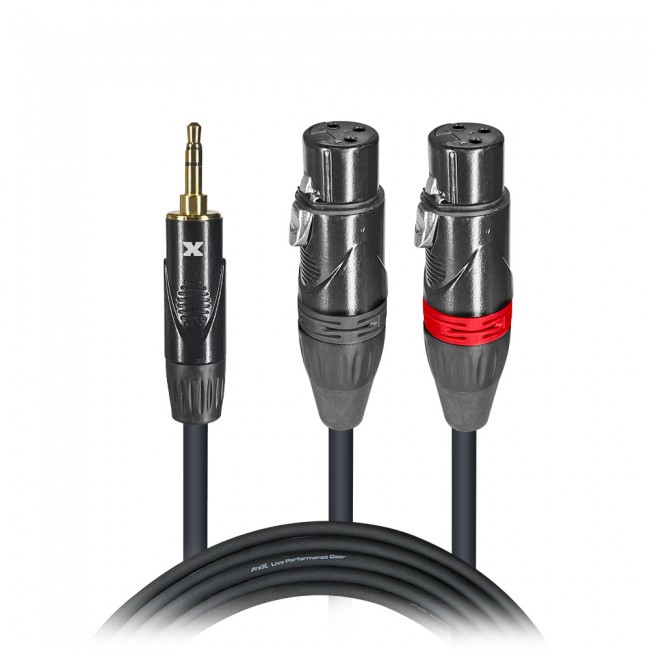 5 Ft. Unbalanced 3.5mm Mini TRS-M to Dual XLR-F High Performance Audio Y Cable