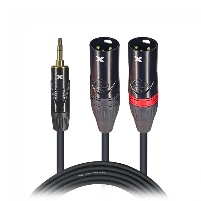 5 Ft. 3.5mm Mini TRS-M to Dual XLR3-M High Performance Audio Y Cable