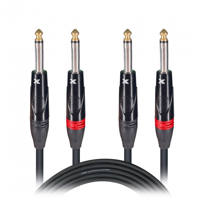10' Ft. High Performance 1/4” TS Male to Dual 1/4” TS Male Unbalanced Audio Cable