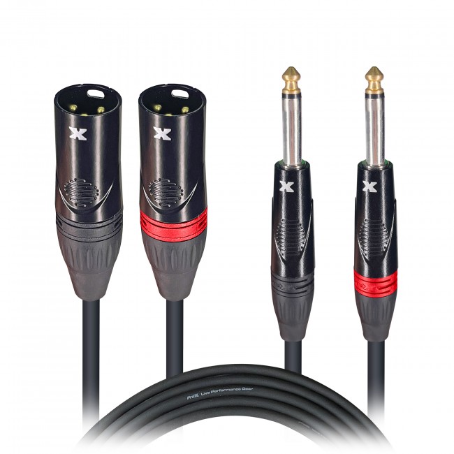 10' Ft. High Performance Dual 1/4” TS Male to Dual XLR Male Unbalanced Audio Cable