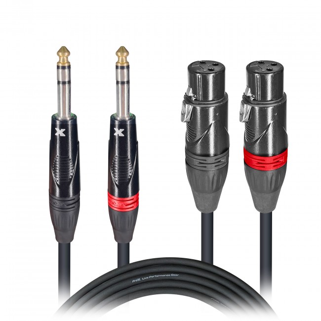 5 Ft. Balanced Dual 1/4 TRS-M to Dual XLR3-F High Performance Audio Cable