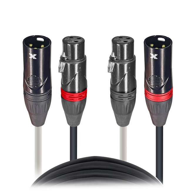 25 Ft. Balanced Dual XLR-M to Dual XLR-F High Performance Audio Cable