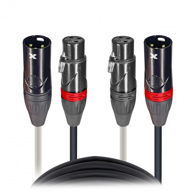 3' Ft High Performance Dual XLR-M to Dual XLR-F Audio Cable