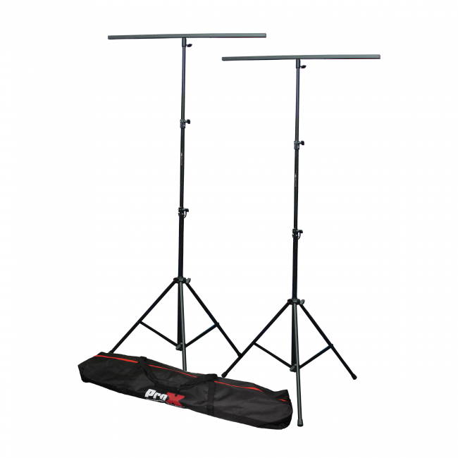 DJ Lighting Stand PACKAGE w 2 stands square T-BARS carry case 9ft Height