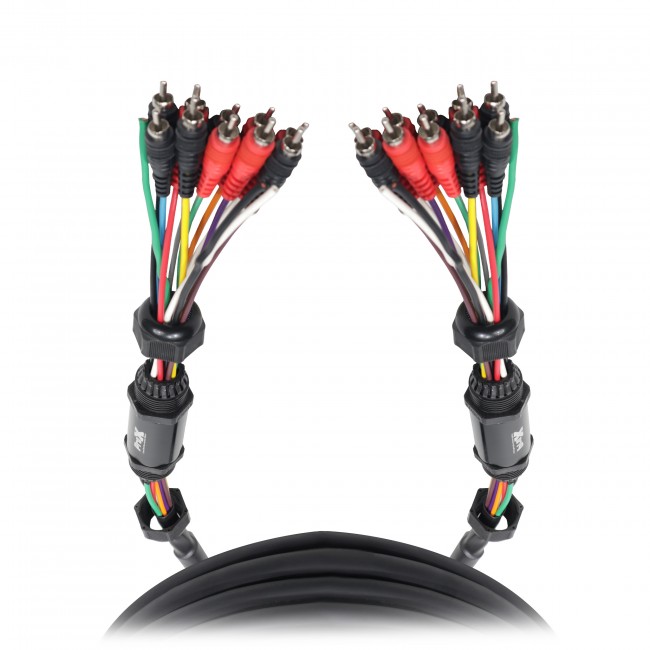 75' ft 10 RCA Channel + 3 Power Cable for Marine and Car Audio - Medusa Style Cable