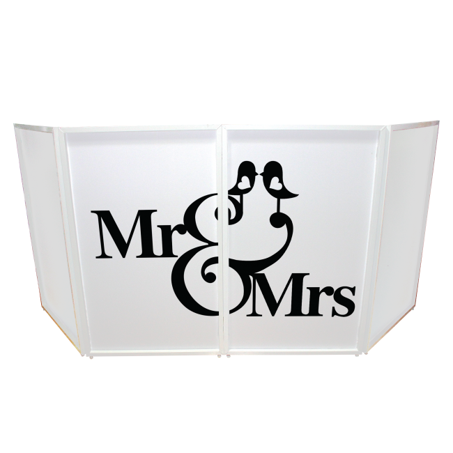 Mr and Mrs Facade Enhancement Scrims - Black Script on White | Set of Two 