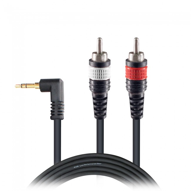 3' Ft Premium 3.5mm 1/8” Mini TRS to Dual RCA-M Unbalanced Y-Cable 