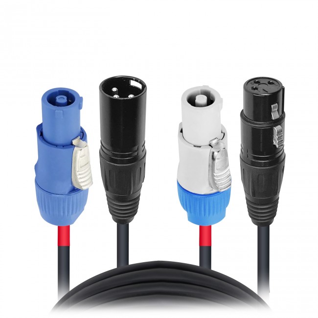 3 Ft. 14 AWG Blue-M to Gray-M + DMX-3 XLR M to F for Power Connection compatible devices