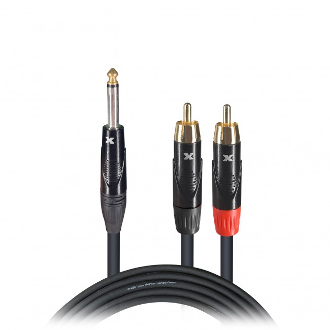 3 Ft. Unbalanced 1/4 TS-M to Dual RCA-M High Performance Audio Y Cable