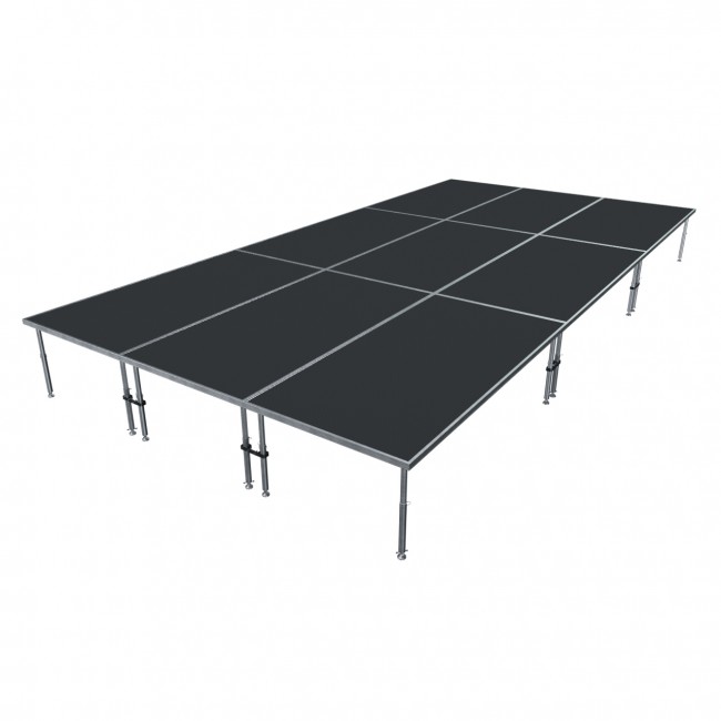 StageQ 9-Stage Package | 12Ft X 24Ft Total Stage Area | Adjustable 28 Inch to 48 Inch Height