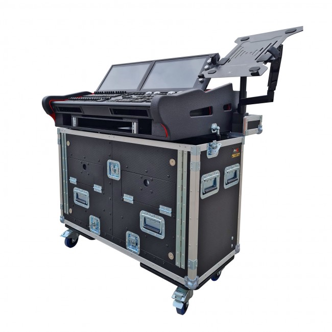For Soundcraft VI1000 Flip-Ready Hydraulic Console Easy Retracting Lifting Case with 2U Rack Space by ZCASE