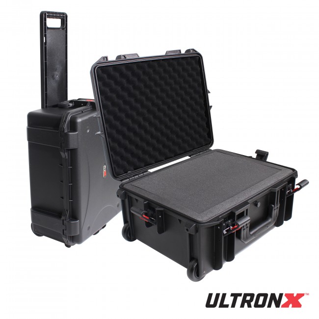 UltronX MEDIUM Water Resistant ABS Molded Portable Storage Case for Audio Camera Tactical includes cut pluck foam - 14x19x7.5