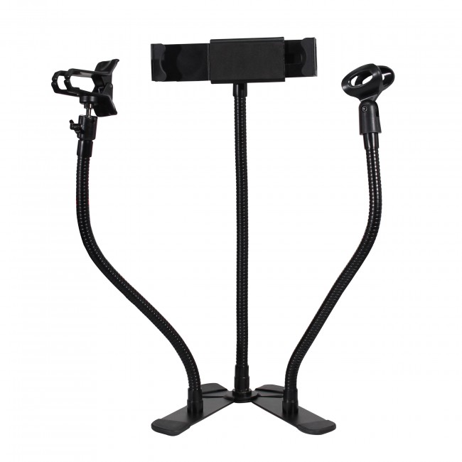 Mobi Buddy Hands Free Tablet Mobile Device Clip Kit DJ Cellphone holder Selfie Stick Table Stand Tripod Clamp and Case
