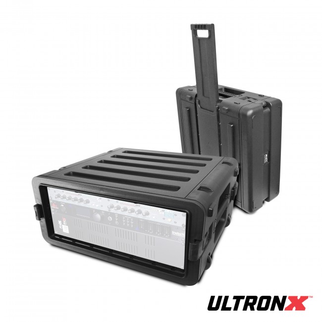 UltronX 4U Rack Air Tight Water Sealed ABS Case with Retractable Pull Out Handle and Wheels