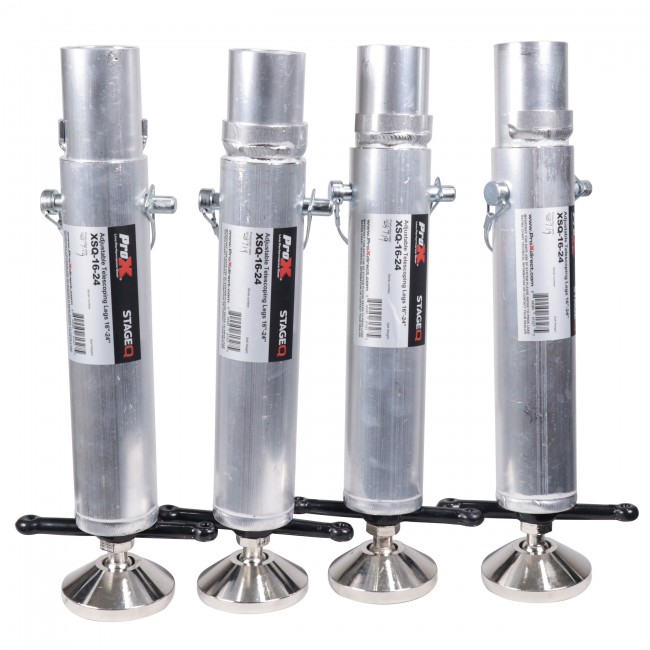 Set of (4)Telescoping Stage Legs with Ball Joint Adjusts from 16 to 24 inches compatible with ProX StageQ™ Platforms 