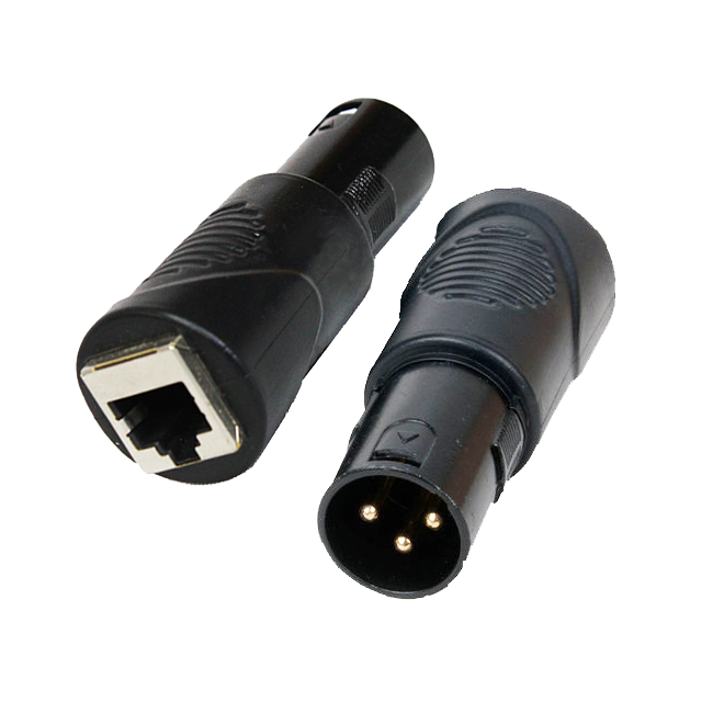 Cat 5/6 RJ45 to 3 Pin Male DMX Connector/Adapter