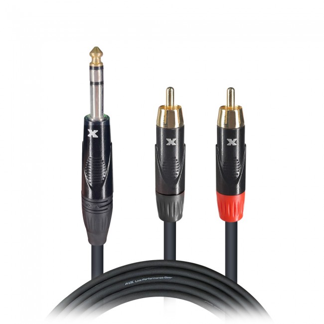 3 Ft. Unbalanced 1/4 TRS-M to Dual RCA-M High Performance Audio Cable