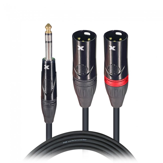 3 Ft. 1/4 TRS-M Stereo to Dual XLR3-M High Performance Y Cable