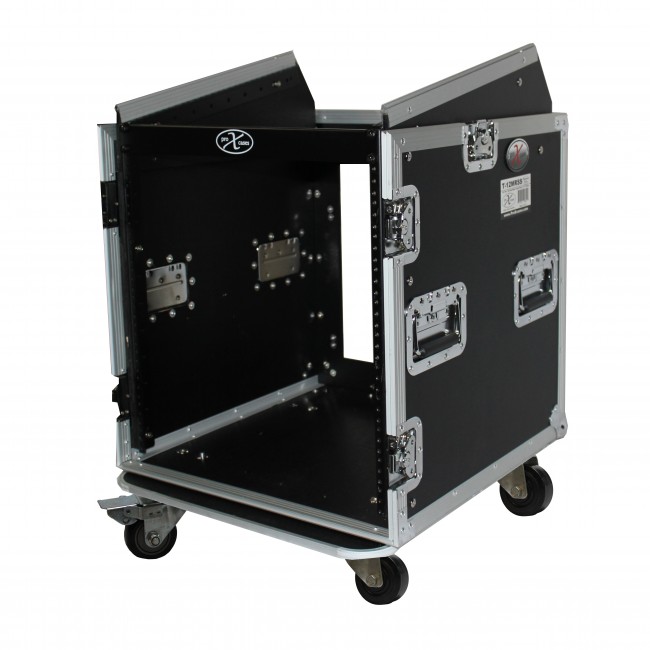 ProX Cases T-12MRSS 12 Space Amp Rack Slanted Top 10U DJ Mixer Combo Rack Road Gig Ready Flight Case 