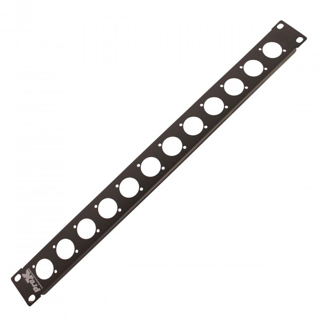 ProX 1U Rack Panel Punched for 12 XLR, Speaker twist connector or Power Connection compatible Connectors