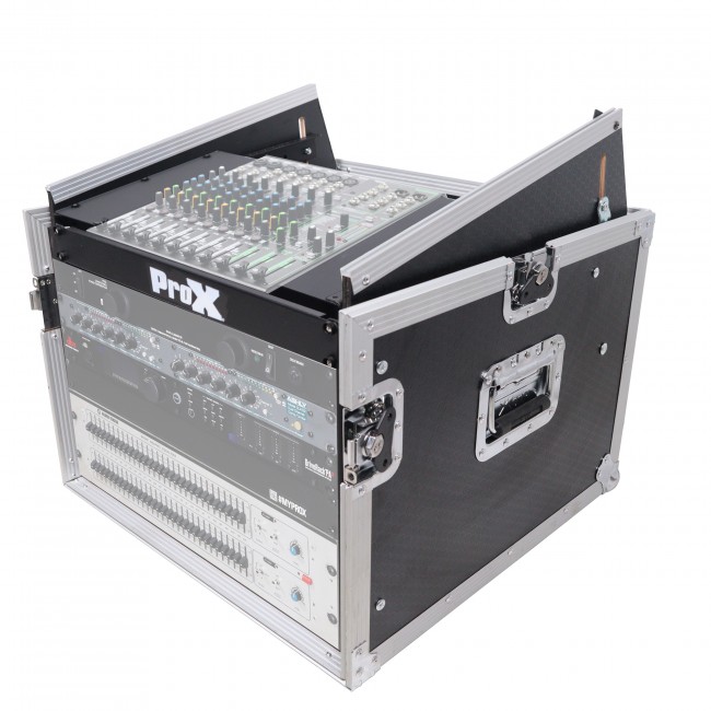 13U Top Mixer-DJ 6U Rack Combo Flight Case W-Laptop Shelf