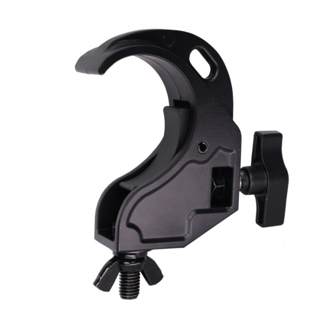 Aluminum Hook Style M10 Clamp with Big Wing Knob for 2 Truss Tube Capacity 45 Lbs. Black Finish