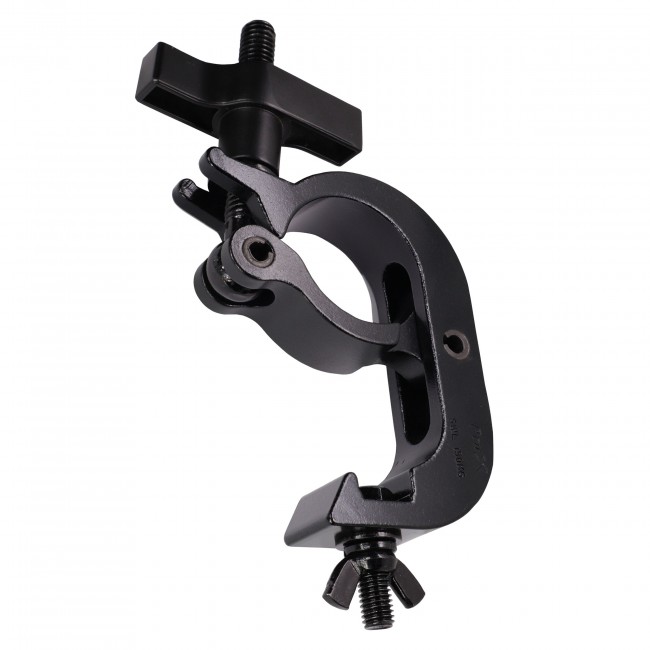 Aluminum Pro Slim Hook Style M10 Clamp with Big Wing Knob for 2 Truss Tube Capacity 330 Lbs. Black Finish