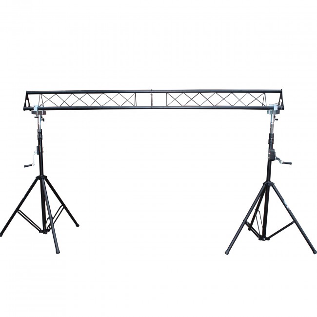10-Feet Height Adjustable Portable Crank Lighting Stand System with included 2x T-Bars Triangle Truss for 5ft 10ft 15ft Width