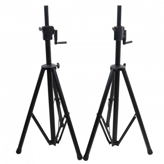 6' Ft Twin Pack Professional Telescoping Crank Up Speaker Stand Set with Carrying Bag Black Finish