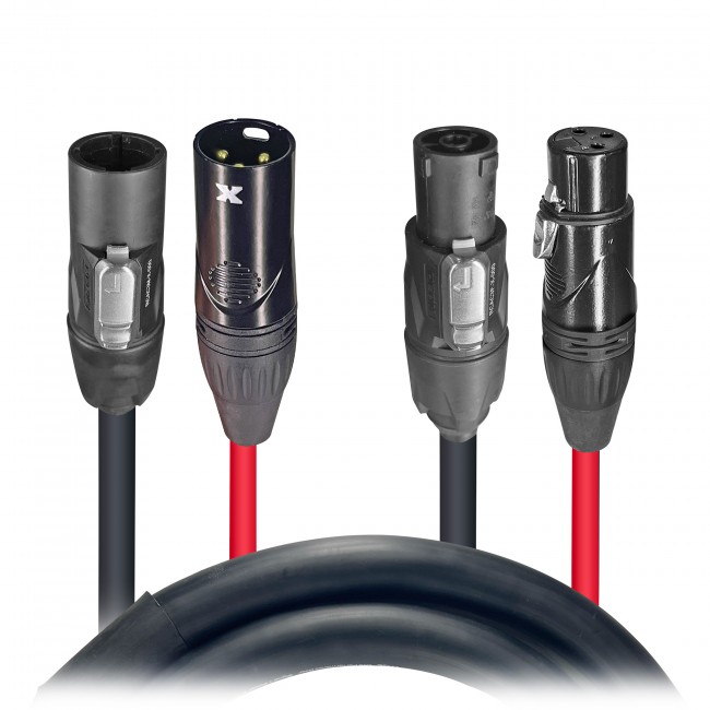 10' FT Dual Powerkon to Dual DMX 3-PIN Combo Link Cable