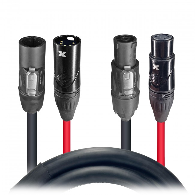 6' FT Dual Powerkon to Dual DMX 5-PIN Combo Link Cable