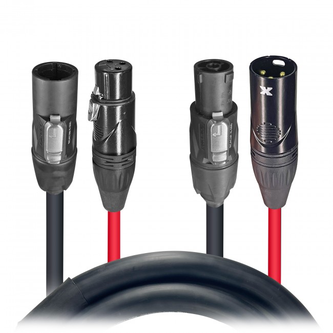 10' FT Dual Powerkon to XLR Dual Audio Combo Link Cable