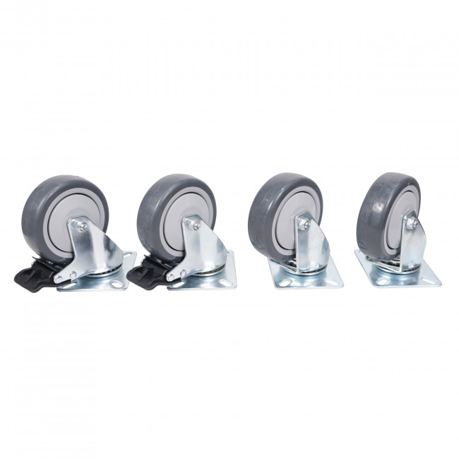Set of (4) Black Replacement 4 inch Industrial Grade Caster Wheels - Plate 3.93 x 3.14 in. for Mixing Boards, TV Cases, MH140, 