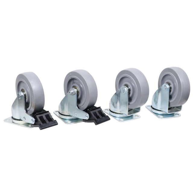 Set of (4) Gray Replacement 4 inch Industrial Grade Caster Wheels - Plate - Plate 3.75 x 2.5 in. 