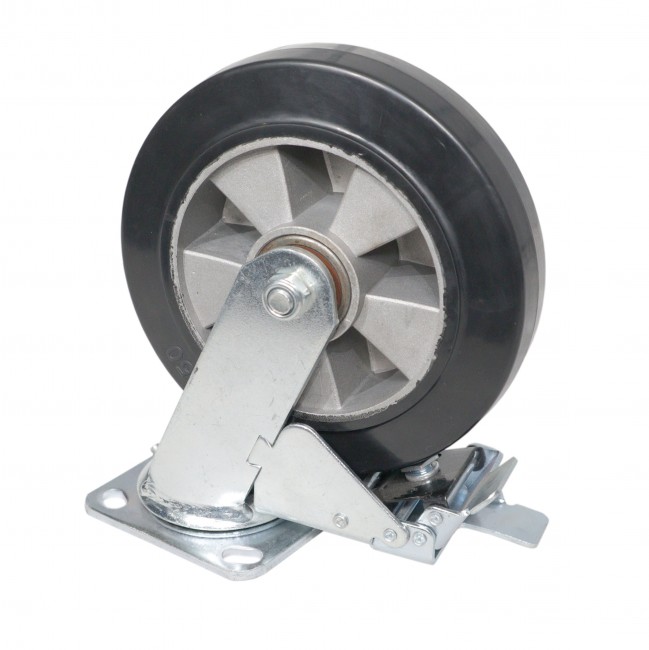 Single 8-inch Industrial Grade Caster Wheel for ProX ATA Flight Utility Console Speaker Cases - Plate 4.5 x 4 in. 
