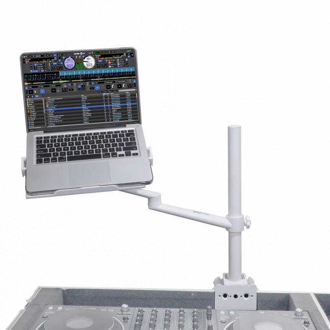 White Adjustable Arm Mount Mount Stand For 12-17 Laptop,VESA 75X75 and 100X100 fit 17-32 Monitor, For DJ Flight Case/Table