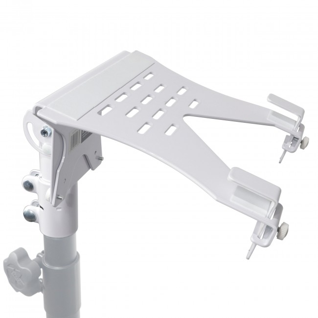 Laptop Shelf Monitor VESA Arm bracket Mount fits on Speaker Stand 1 3/8 pole in White