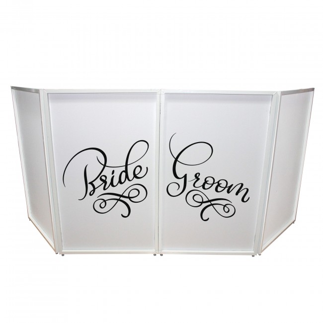 Bride and Groom Facade Enhancement Scrims - Black Script on White | Set of Two 