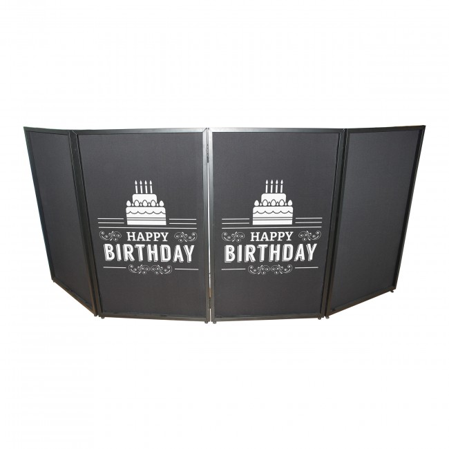Happy Birthday Facade Enhancement Scrim - White Print on Black | Set of Two