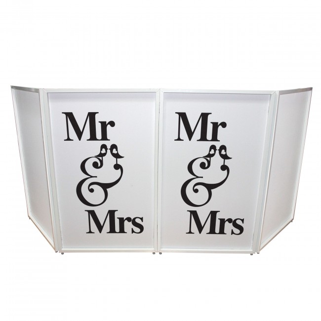Mr and Mrs Facade Enhancement Scrim - Black Script on White | Set of Two