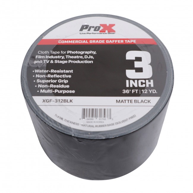 3 Inch 36FT 12YD Matte Black Commercial Grade Gaffer Tape Pros Choice Non-Residue 