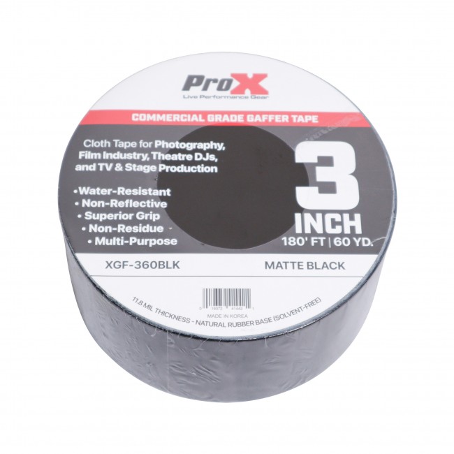 3 Inch 180FT 60YD Matte Black Commercial Grade Gaffer Tape Pros Choice Non-Residue